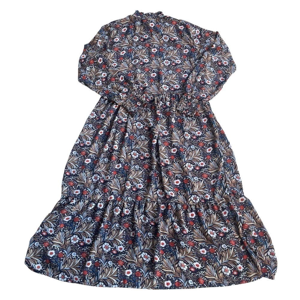 Kaffe Blue & Orange Floral Peasant Midi Dress US M/UK 38 - Picture 3 of 10